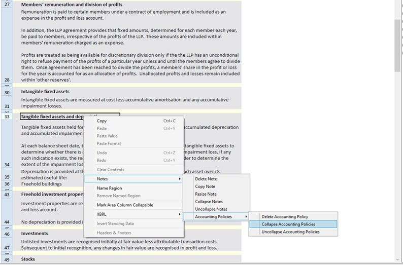 Accounts Production – Hiding Notes 