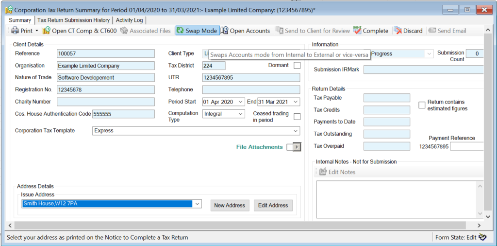 Attaching a 3rd Party set of Accounts to a CT Return