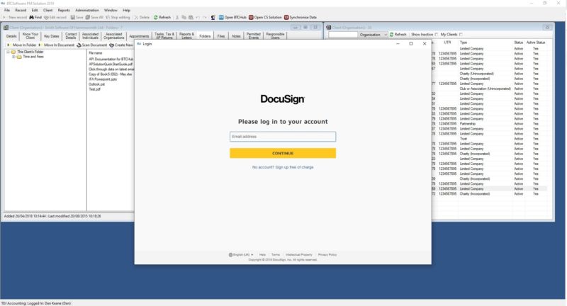 BTC | DocuSign integration within Doc Management