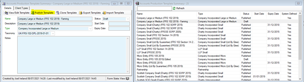 Accounts Production - Cloning Accounts Production Templates for Customisation